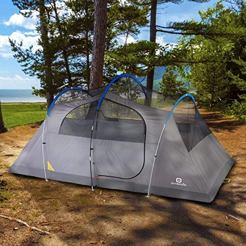 Outbound 8 Person 3 Season Lightweight Easy-Up Dome Camping Tent With Room Divider, Heavy Duty 600Mm Coated Rainfly And Screened-In Front Porch, Blue #TOP4