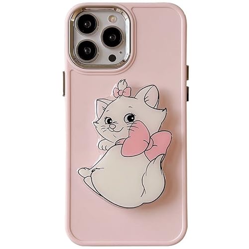 Soft Tpu Case With Folding Stand Finger Holder For Apple Iphone Marie Cat The Aristocats Kitty Pink Color Bow Disney Cartoon Anime Cute Lovely Adorable Girls Kids Women (For Iphone 11) #TOP10