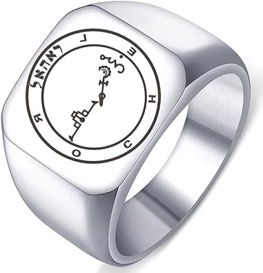 Engraved 72 Angels Symbol Rochel God Spirit Silver Stainless Steel Mens Womens Seal Protect Ring