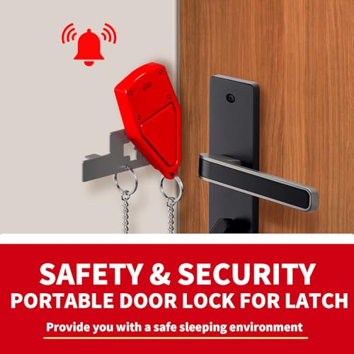 1 Pack Portable Door Lock for Travel with Alarm, Heavy Duty Security Lock for Hotel Room Door, Apartment Safety Device, Anti-Theft Door Locker with Loud Alarm Sound (Fits All Inward Doors) - Image 5