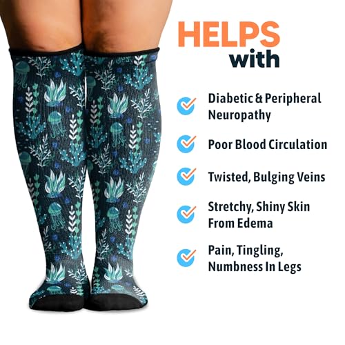 Image of Viasox Compression Socks for Women and Men, Knee High Socks 12-15 mmhg Circulation Support for Flight, Travel, Daily