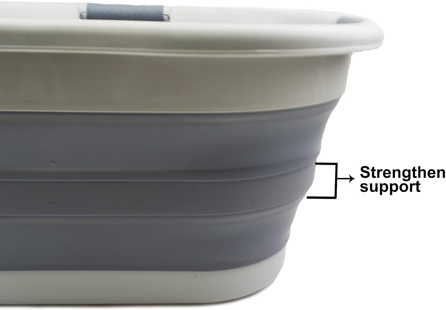 SAMMART 40L (10.5 gallon) Collapsible Plastic Laundry Basket - Foldable Pop Up Storage Container/Organizer - Portable Washing Tub - Space Saving Hamper/Basket (1, Grey/Dark Grey)