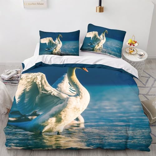 Housse de couette cygne impression 3D premium SCOOVY lit double King - 3