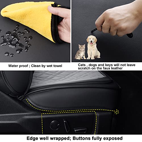 Image of LUCKYMAN CLUB F150 Front-Only Seat Covers J03-Q3 with Waterproof Faux Leather, Fit 2015-2025 Ford F150 and 2017-2025 F250 F350 F450 (Front only, Black-Gray)