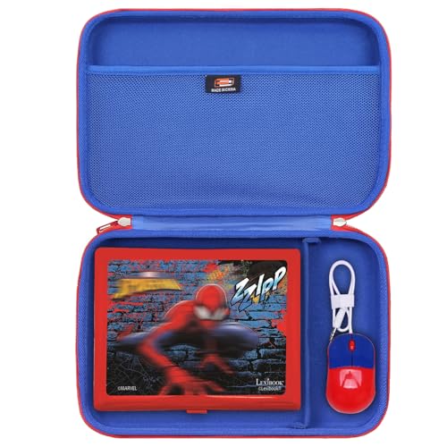 Estojo rígido de EVA compatível com o Homem-Aranha LEXiBOOK – Laptop educativo e bilíngue brinquedo espanhol/inglês, caixa de armazenamento portátil à prova de choque fácil de transportar (apenas capa