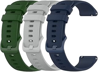 Yeejok Galaxy Watch 3 41mm Bands Silicone, Galaxy Watch Active 2 44mm Bands Sport for Men Women, 20mm Replacement Strap for Samsung Gear Sport/Galaxy Watch Active 40mm-NavyBlue+ArmyGreen+Grey