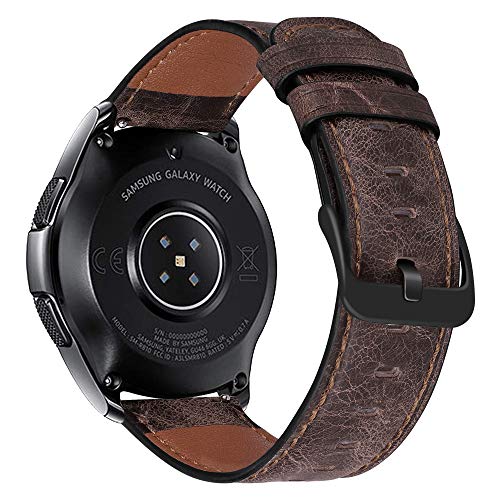 iBazal Correas Galaxy Watch 46mm Cuero 22mm Banda Piel Pulsera Compatible con Samsung Gear S3 Frontier Classic Reemplazo para Huawei Watch 2 Classic/GT 46mm/Honor Magic,Ticwatch Pro/E2/S2 - café