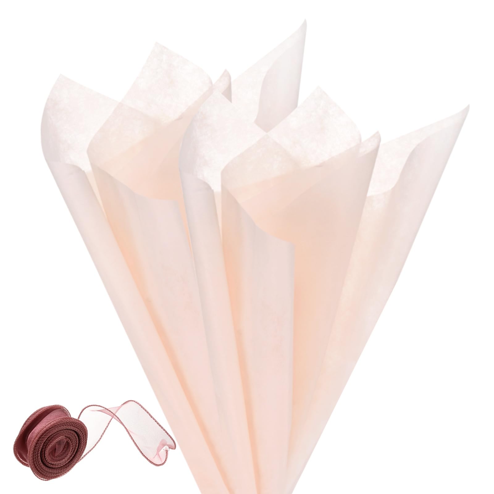 M METERXITY 76Sheets Korean Cotton Flower Wrapping Paper with Ribbon, 12" Milk Cotton Waterproof Floral Bouquet Wrapping Paper for Party/Bouquets/Gift Packaging [Dusty Pink]