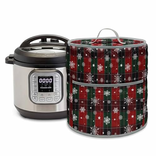 Christmas Red Green Classic Buffalo Plaid Snowflake Pattern Pressure Cooker