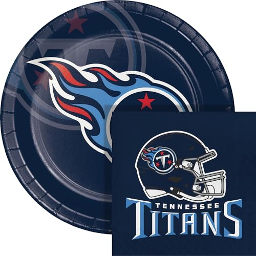 Trendware Tennessee Titans Paper Plate and Napkin Party Kit, Serves 16, Officially Licensed