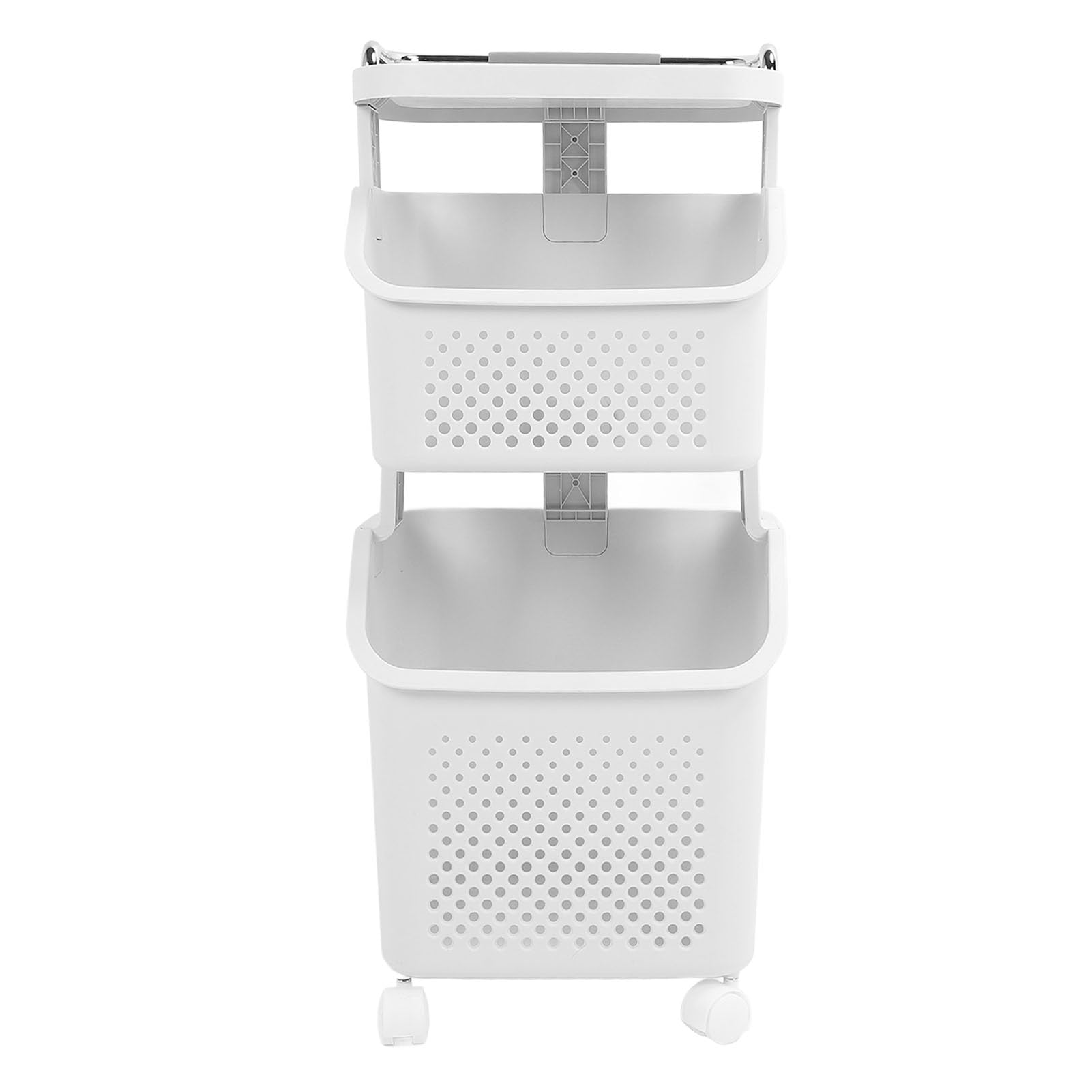 Rollender Wäschekorb, PP-ABS-Konstruktion, Kleideraufbewahrungskorb mit 4 Rädern, Stapelbares Design für Zuhause, Küche, Waschküche (2 Etagen)