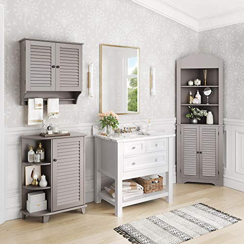 Riverridge, Taupe Ellsworth Tall Corner Bathroom Storage Cabinet #TOP3