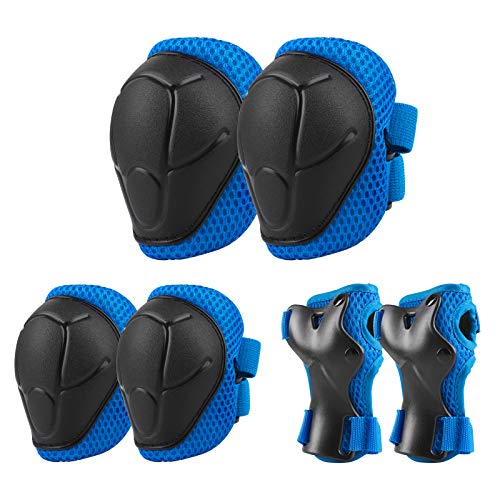 Wayin Conjuntos de Patinaje Infantil Juego de 6 Protectores de Rodilleras Coderas y Muñequeras Ajustable Protecciones Patines Niños Niñas para Patineta Deporte Bicicleta Monopatín (Casco no Incluido)