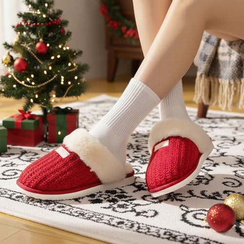 Image of OOW Cozy House Slippers for Women with Memory Foam Fuzzy Shoes for Indoor