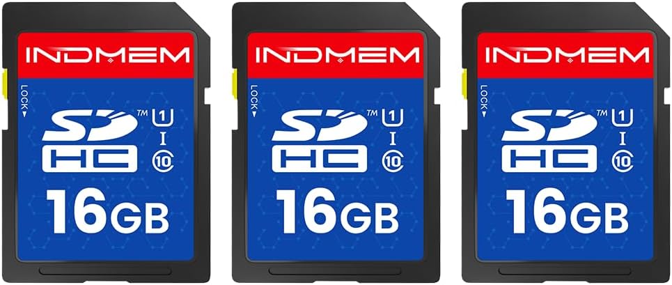 16GB SD Card (3 Pack), C10 SDHC UHS-I Memory Cards U1 Class 10 High-Speed Full 4K HD Video Compatible with Digital Point-and-Shoot Cameras, HD Camcorders, DSLR and PC
