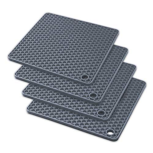 Pot Holders and Silicone Trivet Mats Our 7 in 1 Multi-Purpose Kitchen Tool is Heat Resistant to 440°F Non-slip durable flexible easy to wash and dry 4 Potholders By Qs INN