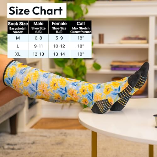 Image of Viasox Compression Socks for Women and Men, Knee High Socks 12-15 mmhg Circulation Support for Flight, Travel, Daily