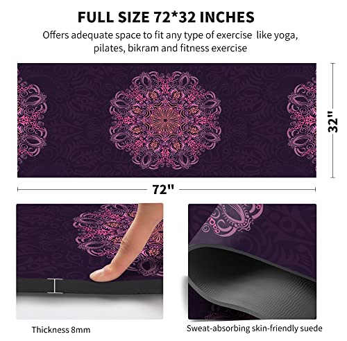 Nuveti Suede Tpe Yoga Mat Eco Friendly Non Slip Yoga Mats With Carrying Bag,72"X32" Extra Thick 8Mm Exercise & Workout Mat For Yoga, Pilates And Fitness #TOP3