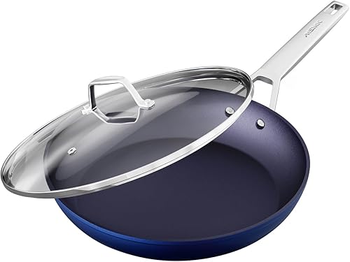 Miniatura 9 de MsMk - Sartén antiadherente pequeña azul de 8 pulgadas, sartén duradera para huevos y tortillas, revestimiento antiadherente de titanio y diamante