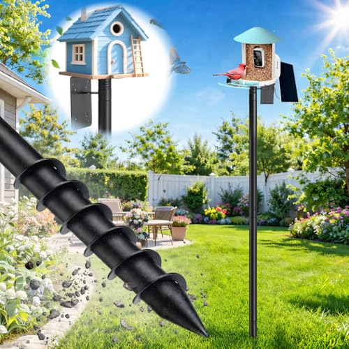 cogardenshower Heavy Duty Bird Feeder Pole - 88 Adjustable Bird House Stand Outdoor Anti-Tip Auger & Stable Mount for Smart Camera Birdfeeder Bluebird House Bird Buddy Birdfy