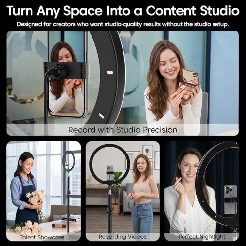 Image of Sounce 14 Inch LED Ring Light with 5 Feet Stand & Smartphone Mount | USB Powered | Colour Switch & Brightness Control | Dual Temperature Modes | for Vlogging, Photo & Video Shoots & Makeup