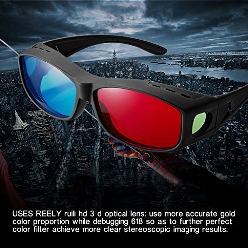 Bial 2 Pack Red-Blue 3D Glasses With Case Glassese Cloth Cyan Anaglyph Simple Style 3D Movie Game- Extra Upgrade #TOP4