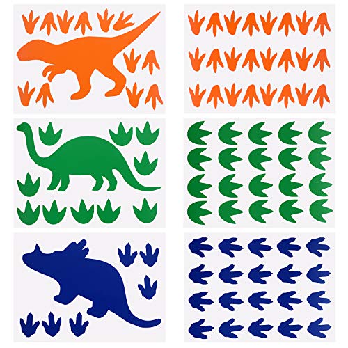 6 adhesivos vinilo huellas de dinosaurio azul naranja verde miniatura 1