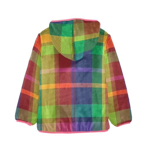 GuoChe Rainbow Plaid Sherpa Jacket2