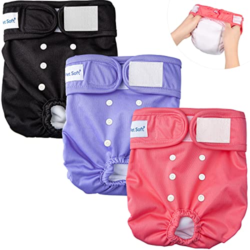 Image of Pet Soft Washable Female Diapers (3 Pack) Female Dog Diapers, Comfort Reusable Doggy Diapers for Girl Dog in Period Heat (Sprightly, L)