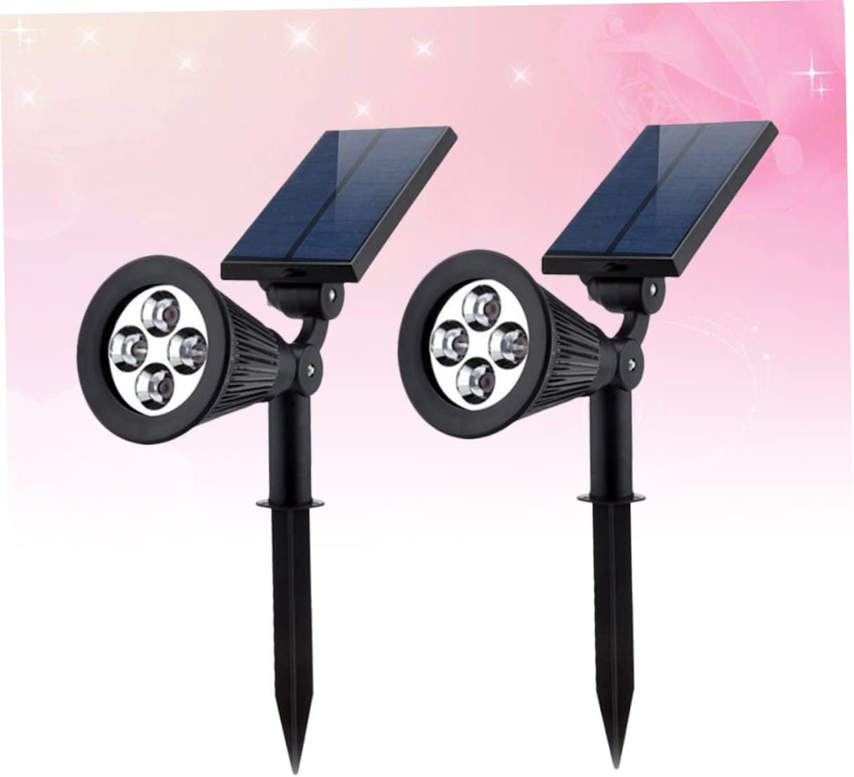 2pcs Led Solar Garden Spotlights RGB Landscape Lamp Ground Plug No Wiring for Outdoor Pathway