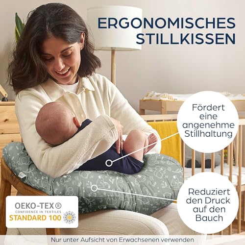 Niimo® Stillkissen Klein für Baby – Halbmond aus 100% Baumwolle, Oeko-TEX® Standard 100, Stillhörnchen Waschbar & Atmungsaktiv, Kleines Stillkissen (15,5 x 39 cm)