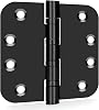 goldenwarm 3 Pack 4'' Black Ball Bearing Door Hinges Heavy Duty Stainless Steel Hinges for Interior & Exterior Doors, 1/4'' Radius Corners