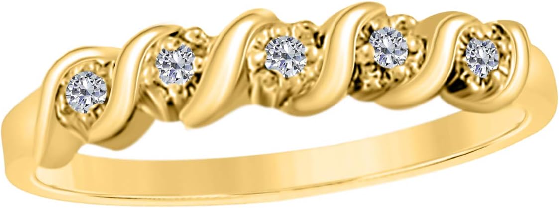 MauliJewels Rings for Women 0.05 Carat Engagement Wedding Band prong 10K Solid Yellow Gold