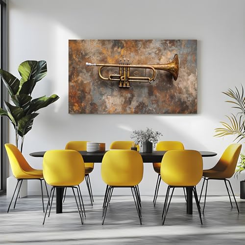 Tableau decoration murale nostalgique trompette grand format sans cadre - 4