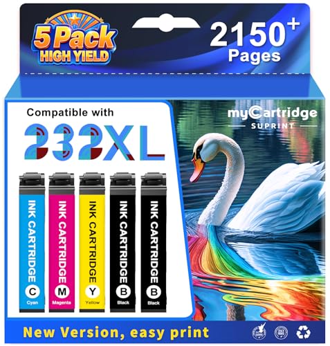 myCartridge SUPRINT Remanufactured Ink Cartridge Replacement for Epson 232 Ink Cartridge Combo Pack Works with Workforce Pro WF-2950 WF-2930 Expression XP-4200 XP-4205 Printers (5 Pack, BKCMY)