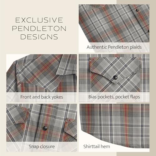 Pendleton Men's Short Sleeve Frontier Shirt, Cotton Polyester Short Sleeve, Machine Washable3