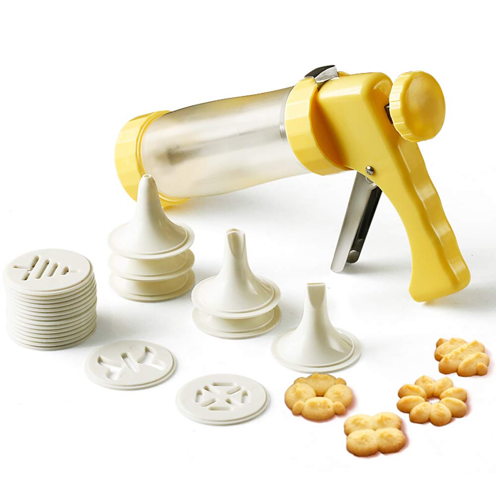 Pistolet à Biscuits Professionnel 22 Pièces - Acier Inoxydable Avec 13 Disques & 8 Douilles Pour Pâtisserie Facile
