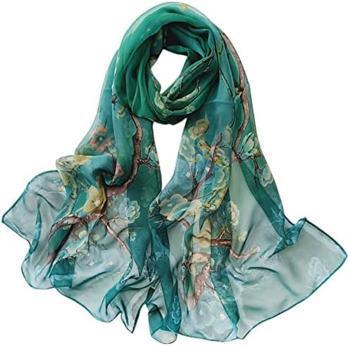 FARIYGATE Women's Scarves & Wraps Smooth Soft and Lightweight Georgette Chiffon Neck Scarf Retro Floral Hair Head Bandanas Neckerchief