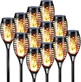 Toodour Solar Torch Flame Lights, 12 Pack Solar Lights Outdoor with Flickering Flame, Waterproof Solar Pathway Lights Landscape Decoration Lighting for Garden, Lawn, Yard, Outdoor Decorations