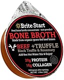 Brite Start Bone Broth - Beef + Black Truffle & Rosemary - 12 Count - Keto Friendly Concentrate Packed with 16g Collagen 20g Paleo Protein -Made from Organic Grass Fed Beef Bones- Single Serve Packets