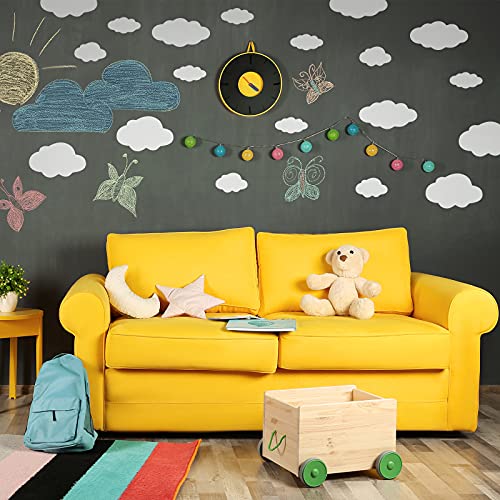 125 Pieces Cloud Wall Decor Cloud Stickers Cloud Wall Decals White Clouds Peel And Stick Cloud Decals For Walls Removable Wall Stickers For Baby Kids Nursery Living Room Play Story Room, 16 Sheets #TOP2