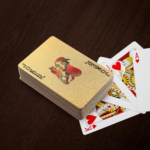 Uonlytech Goldfolie Pokerkarten Profi Spielkarten mit Gold Drachen Design Tragbar für Familienparty und Kartenspiele Langlebig und Vielseitig für Erwachsene – Bild 5