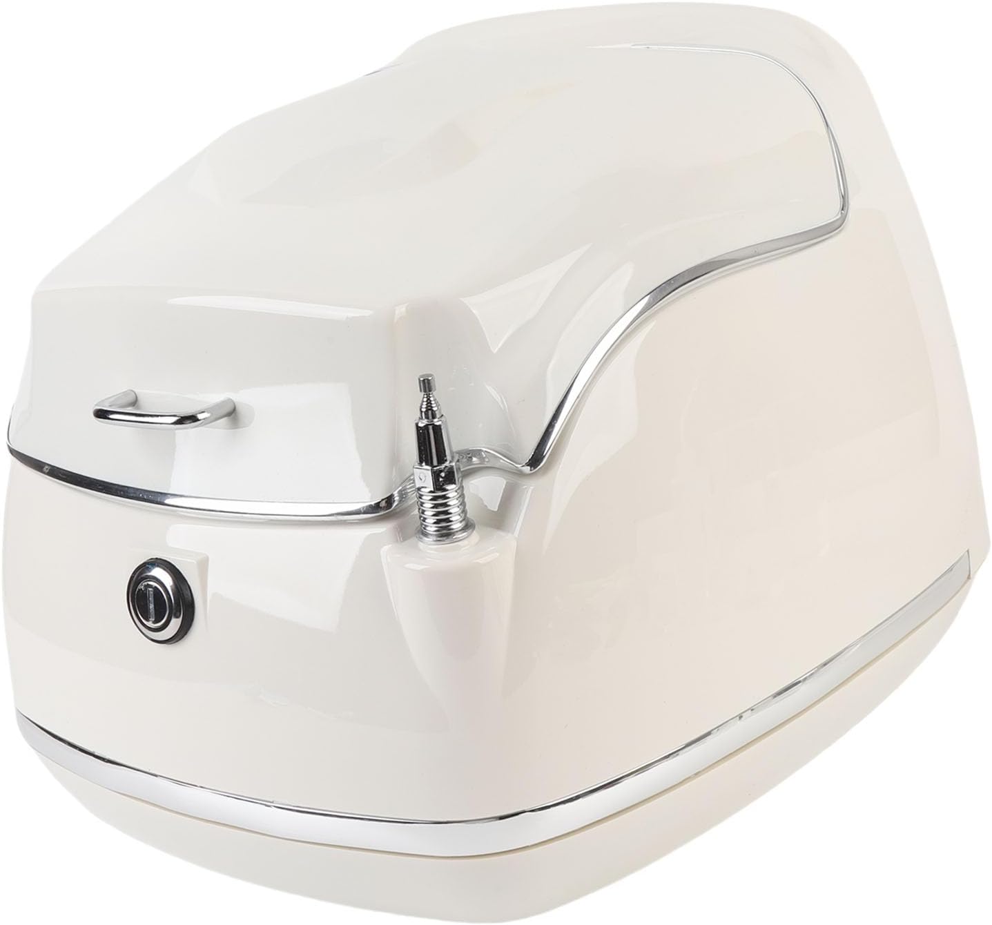 38L Top Case Storage Box, Universal Fit for Bike Scooter with Key Lock Mounting Plate White, ABS Material Luggage Rack Trunk (White)