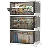 HOMIDEC Closet Organizers and Storage 70Qt 3 Pack Stackable Storage Bins with 1 Lid Closet Organizer Boxes for Clothes Foldable Storage Box for...