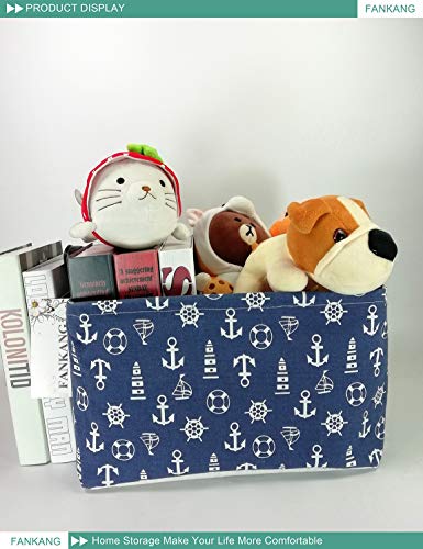 Fankang Storage Basket,Nursery Hamper Canvas Laundry Basket Foldable With Waterproof Pe Coating Storage, Office, Bedroom, Clothes,Toys (Rec-Sailboat) #TOP5