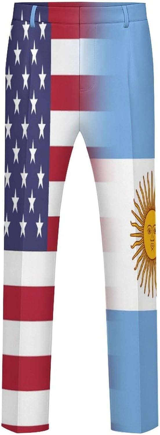 U.S.A Argentina Flag Men's Classic Fit Suit Pants Straight Leg Design Printed Trousers