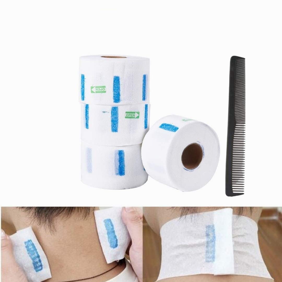GutarGoo® 4 Pcs Neck Ruffle Roll Paper Strip Tissue for Salon Beauty Barbers, Kitchen Tissue Paper/Paper Towels Rolls: Solid White-image-1