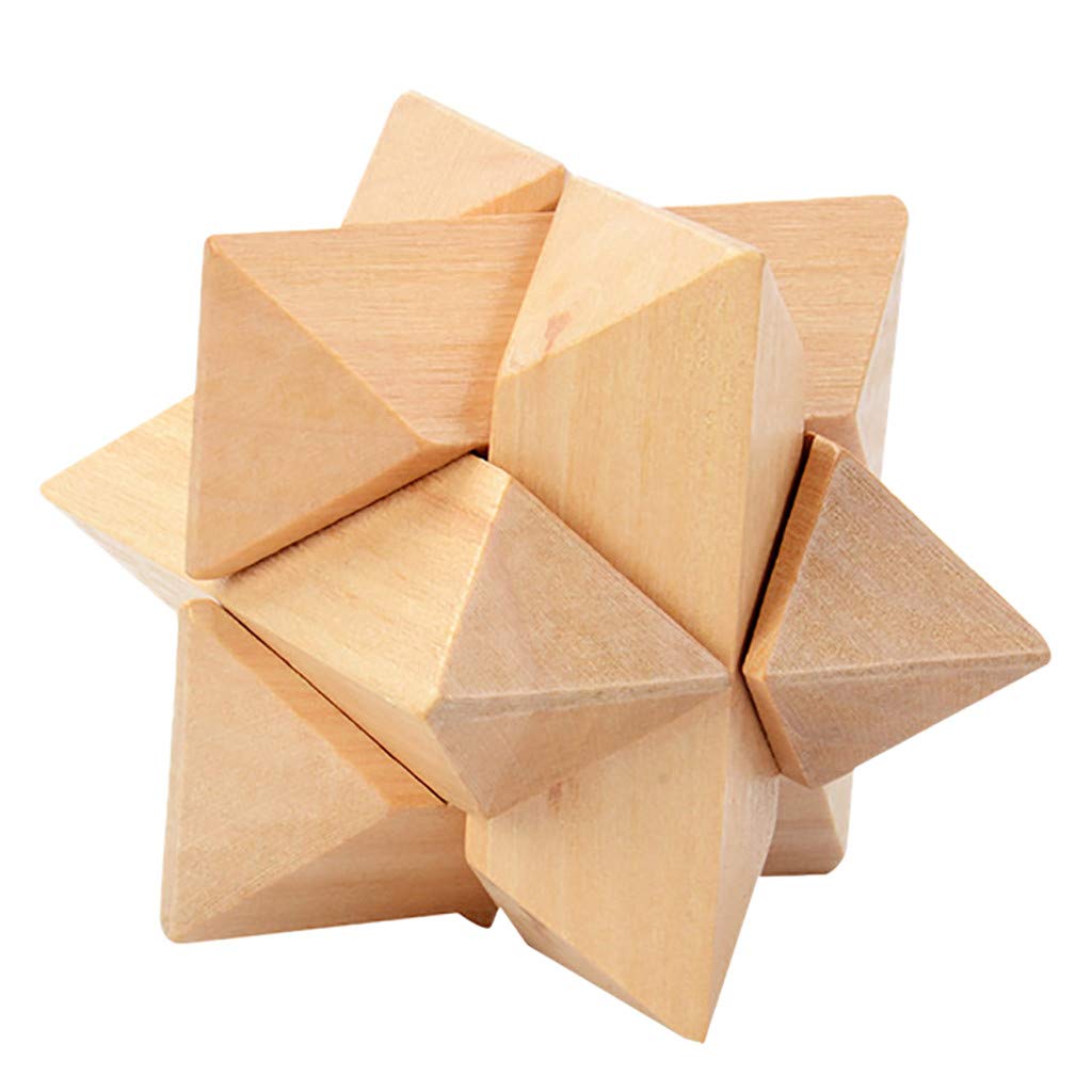 IQ Puzzle -Kong Ming Lock - 3D Jigsaw Puzzles Wooden Classic Cube Genius Puzzle and Brain Teasers - Luban Jigsaw Lock Educational Toy Gift for Kids and Adults (As Show, Eight-piece Triangle lock)