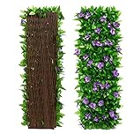 Artificial Ivy Fence Screening, Garden Privacy Hedge Screen, Expandable Faux Green Leaf Trellis, 30cmx180 - Expanded