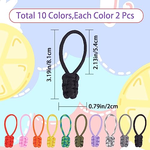 Image of GORGECRAFT 20PCS Replacement Zipper Pulls Tab Nylon Zipper Repair Kit Zipper Head Hand Woven Pull Rope Zipper Handle Fixer Cord Pull Tab for Backpacks Jackets Luggage Purses Handbags Sweatshirt